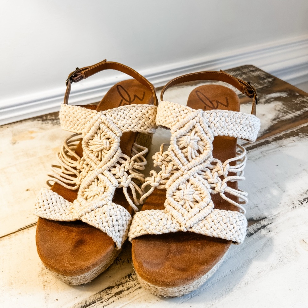 Zodiac Cream Woven Wedges